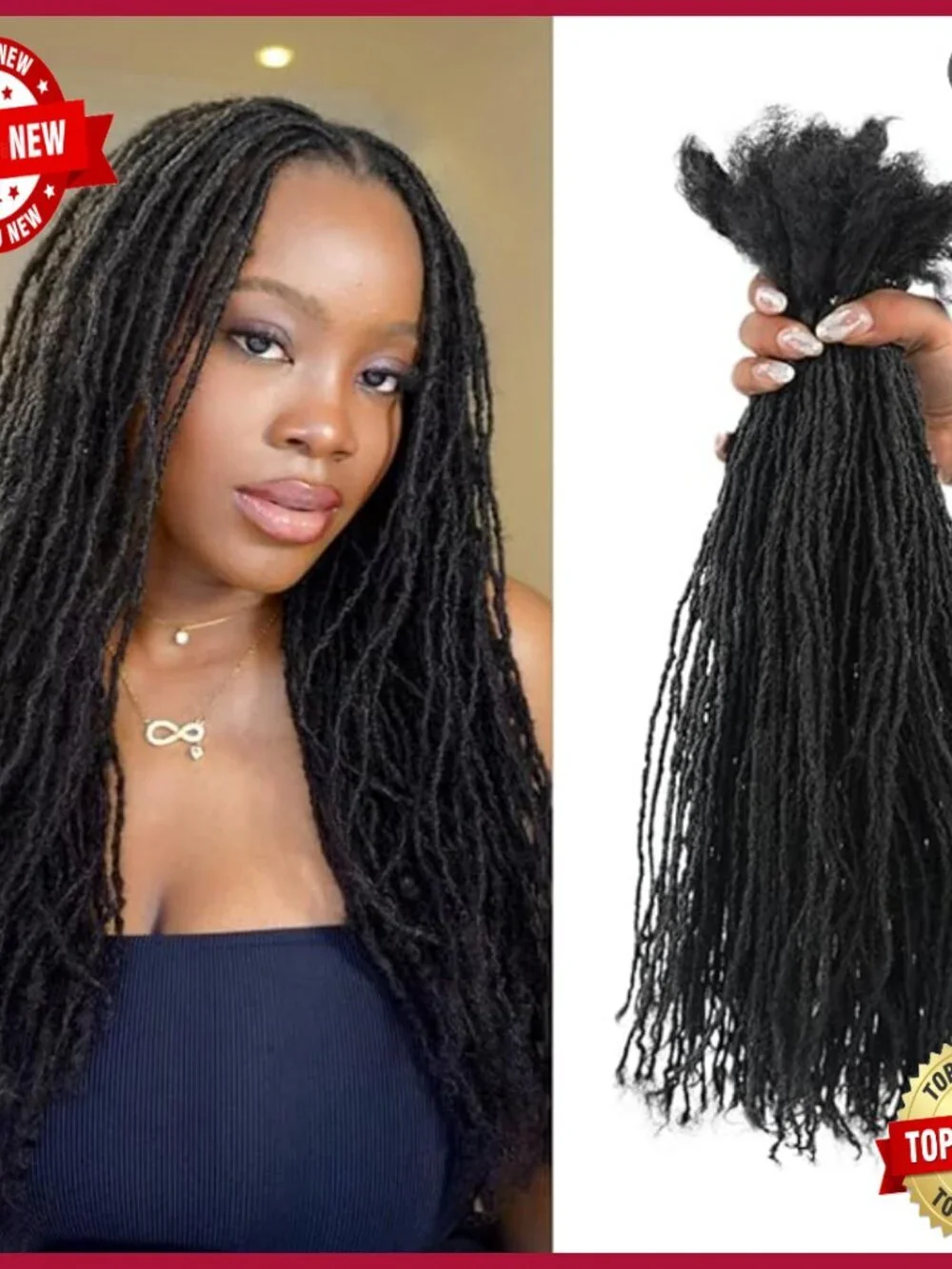 Human Hair Sister Locs Extensions 8 Inch 70 Strands Curly Tips Permanent